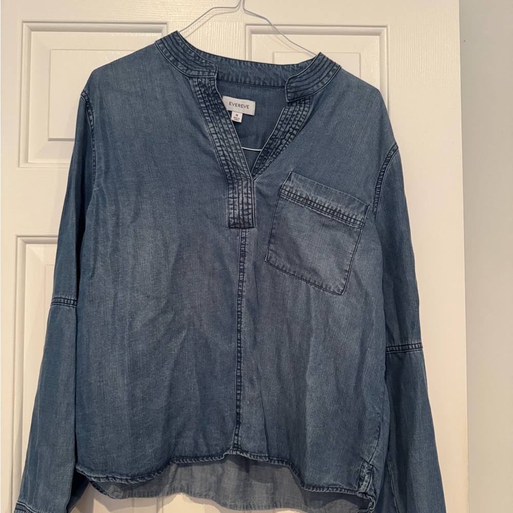 Evereve Blue Chambray Blouse